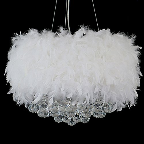 Preisvergleich Produktbild Wanson European Pendelleuchte Lampe Schlafzimmer Restaurant Leuchter Feder Kristall Decke Lampe Modern Romantisch Pendelleuchten 30Cm E27 Weiß Luxus Leuchten