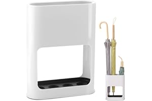 SGZIOO Schirmständer, Regenschirmständer mit Abnehmbarer Abtropfschale, 28 * 21.8 * 9cm, Kunststoff Zuhause Drinnen Schirmhalter mit 4 Slots für Lange/Kurze Regenschirme