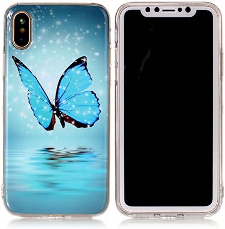 iphone X Luminous Case, MEETER Soft TPU Transparent Back Cover Ultra Thin Slim Fit Non-Slip Anti-Scratch Durable Effect Fluorescent Night Glow In The Dark Cover Case for iphone X - Butterfly