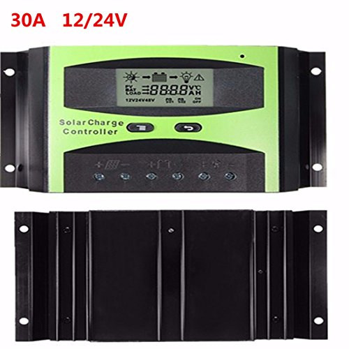 MOHOO 30A 12V-24V Solar Panel Regler Laderegler Intelligente Heim Verwenden PWM & WPC-Modus LCD Display Solarladeregler Mit USB Geeignet für Haus, Industrie, Gewerbe, Boot, Auto usw.#