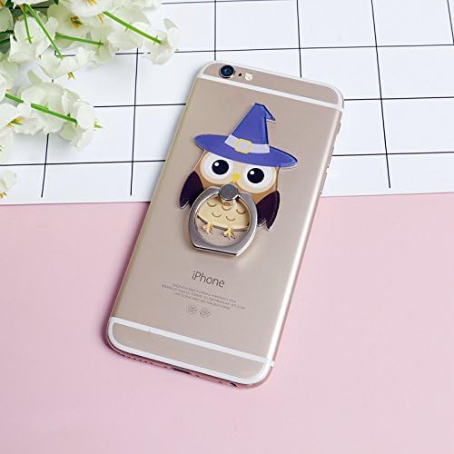 zhuzhij 360 degree rotation Multi-function Cell Phone Holder Pop cellular phone bracket Socket Universal Expanding Stand Grip hands Finger ring Mount for Smartphones and Tablets - lovely owl white