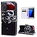 Produktbild Hülle für Samsung Galaxy S7, Leder Hülle Handyhülle Ledertasche Flip Case Etui Cover Tasche Wallet Case Brieftasche mit 3D Muster Kunstleder Kartenfächern Magnetverschluss Handytasche für Samsung Galaxy S7,Hancda Bunt Hüllen Leder Klapphülle Standfunktion im Bookstyle Handy Case Schale Schutzhülle für Samsung Galaxy S7 - Schädel