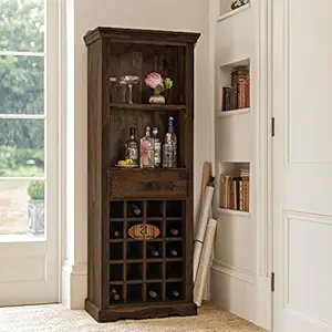 ANGEL FURNITURE Angel'S Tallboy Storage Wine Rack | Bar Cabinet | Bar Unit In Walnut Finish