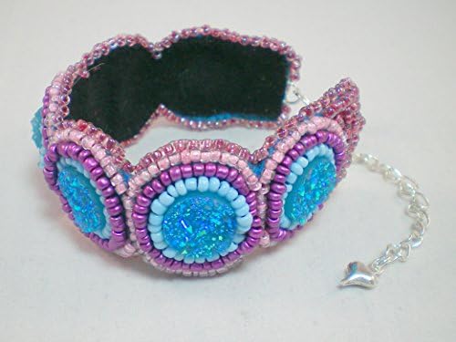 Druzy crystal bracelet, bead embroidery, bead embroidered jewelry, sparkling bracelet, gift for her, extendable bracelet, seed bead bracelet