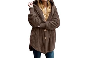 Funnyrap Fleecejacke Damen Oversize Plüschjacke Teddyjacke Langarm Teddy Mantel Warm Kapuzenjacke Kuscheljacke Cardigan Mit Kapuze Winter Teddy Jacke Herbst Übergangsjacke Casual Sweatshirt