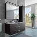 Produktbild Badezimmer Möbel Set mit Waschbecken Spiegel und Hochschrank in Thermo Eiche / Dunkelbraun Braun