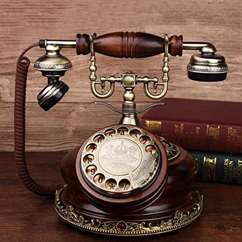 Preisvergleich Produktbild Ldlzjdh Festnetz Telefon-Massivholz-europäisches antikes Telefon, Innenministerium alte drahtlose Handy-Karten-Plattenspieler-Telefon Festnetz (Farbe : Solid Wood Rotation)