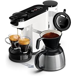 Philips HD6592/01 Machine à café SENSEO Switch 2 en 1 Blanc (machine à dosettes + machine à café filtre)