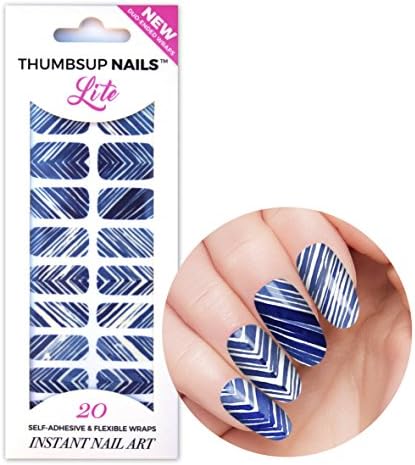 ThumbsUp Nails Shibori Blue and White Ink Nail Wraps / Self-adhesive / Nail Foil Polish Strips / Full Coverage Nail Art Stickers / 20 Wraps Per Pack