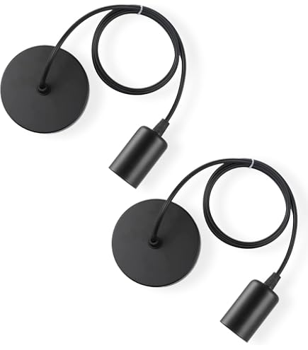 Kit Portalampada E27 Cilindrico In Metallo - Bianco, Nero, Cromato - Con Serracavo