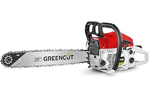 GREENCUT GS610X - Benzin-Kettensäge 61.2cc 3.6 PS, 2-Takt-Motor, 20"-Schwert, Schnittlänge 50,8cm, zum Fällen und Beschneiden, Anti-Vibration