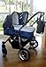 Double Pushchair for Different AgesOne Carrycot + 2 Chairs + AccessoriesGrey + Blue.