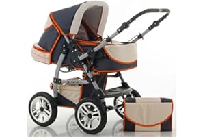 dein_babyladen Kombi-Kinderwagen Flash 2 in 1 inkl. Sportsitz und umfangreichem Zubehör in Anthrazite-Creme-Orange