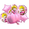 5Pcs Princess Peach Foil Balloons,Birthday Party Decorations Supplies for Girl B