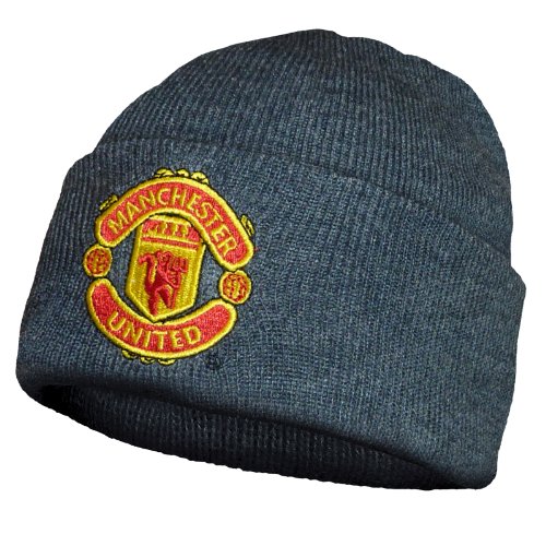 Manchester United FC Official Gift Knitted Bronx Beanie Hat Grey