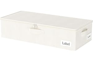 Yawinhe Bacs de Rangement Sous le Lit avec Couvercle, Sac à Vêtements Pliable, avec 4 Poignées Renforcées, pour Ranger Les Couettes, Literie, Beige, 60x30x15cm, 1-Pack