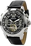  Calvaneo 1583 Herren-Armbanduhr Astonia Black DIAMOND Steel Analog Automatik Leder schwarz 10304