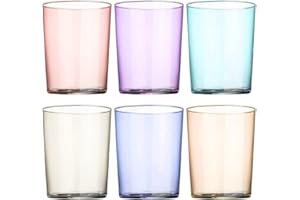 UNISHOP Set de 6 Vasos de Agua Multicolor, Vasos de Cristal Lisos y de Colores, Aptos para Lavavajillas