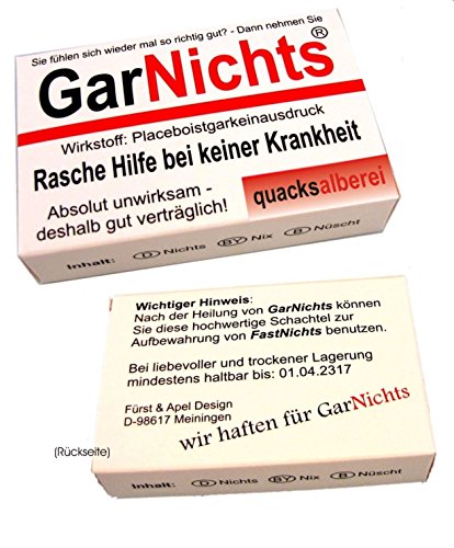2 Stück Witzige Geschenkschachtel "GarNichts" (leer)