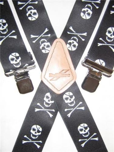MENS BRACES SKULL &amp; CROSSBONE DESIGN BRIMARC HEAVY DUTY 2" 50mm WIDE FROM M.K.TOOLS