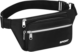 LEEPAT Bumbag Waist Bag,Waterproof 4 Zip Pockets Fanny Pack Running Waist Pack Bag Adjustable Belt Waistpacks for Men Women Outdoors, Sport, Hiking