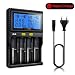 Produktbild Miboxer Smart Batterieladegerät 4 Ladeschlitze LCD-Bildschirm für Li-Ion/IMR/INR/ICR/Ni-MH/Ni-Cd/LiFePO4 18650 26650 18350 17670 RCR123 wiederaufladbare Batterien (mit EU-Wandstecker)