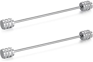 HONEY BEAR Cuadrada Clip Barra Pin 2 Piezas Set Accesorio de Camisa Clip Corbata Alfiler Cuello Broche de Traje con Caja,6.4cm