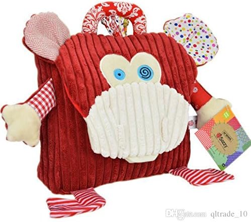 MONKEY DESIGN Sozzy Kids Plush Backpack Cartoon Frog Cow Owl Monkey Lion Cute School Bag Children Plush Book Bag Shoulders Bag Boys Girls Snack Bag