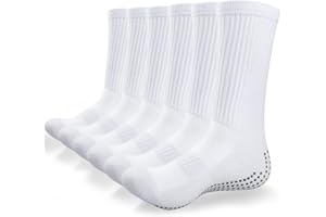 Alaplus Calcetines Deporte Hombre y Mujer Antideslizantes, 3 Pares Calcetines Transpirables Futbol Baloncesto, Calcetines Cojín Algodon para Yoga Trekking Running, Blancos Unisex 38-45
