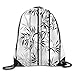 Produktbild DHNKW Silhouette of Spiritual Bamboo Tree Leaves Japanese Zen Feng Shui Boho Drawstring Gym Sack Sport Bag for Men and Women