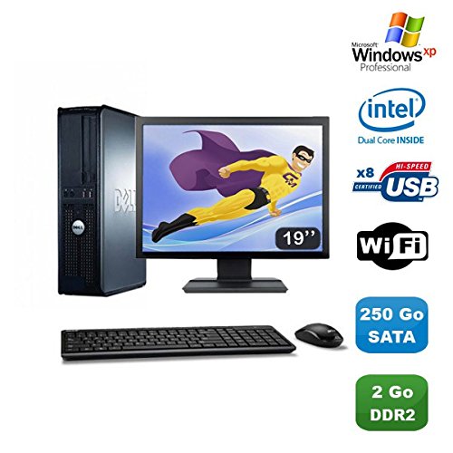 - PC DELL OPTIPLEX 760 DT Dual Core E5200 2,5 GHz 2 GB 250 GB WiFi XP + Display 19 "
