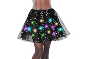 EKKONG Tutu LED pour Femme - Jupe en Tulle à Paillettes - Ballet, Princesse - pour Fête, Danse, Carnaval et Cosplay