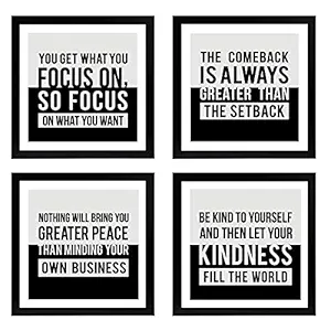 Chaka Chaundh - Motivational Quotes frames - Framed Posters with Frame - Quotes Wall Frames for OFFICE, STUDENT, STUDY ROOM & ENTREPRENEUR - Photos with Quotes - (23cm x 23cm x 4cm) - Combo Set of 4