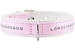 HUNTER Obroża dla psa MODERN ART LUXURY, skóra syntetyczna, cyrkonie, 37 (XS-S), różowy/biały
