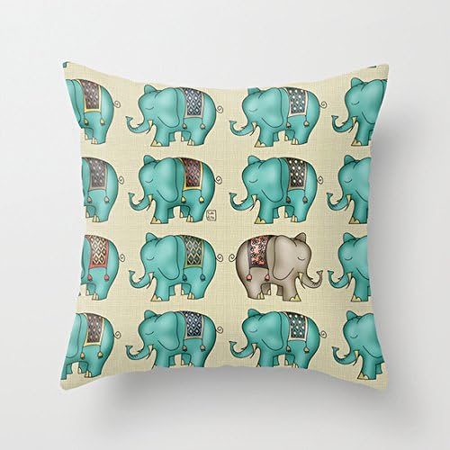 Elephant Cute Pillow Covers for Kids Decorative Pillow Coveer with Zip Pillowcase Cushion Covers 18 x 18