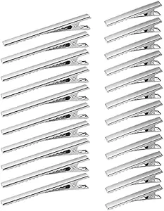 FOK Metal Alligator Prong Curl Pin Clips For Styling Hair Acessories - Silver, 60 Pcs