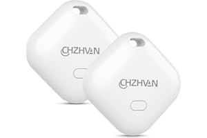 CHZHVAN Key Finder, Wallet Tracker Works with Apple Find My (iOS only), Replaceable Battery, Water-Resistant, Bluetooth Item Finder for Bags, Luggage, Pets & Backpack (White, 2 Pack)