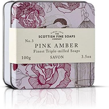 Scottish Fine Soaps Vintage Pink Amber Soap Tin 100g by The Scottish Fine Soaps Company