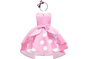 IBTOM CASTLE Minnie, vestito da ragazza, Natale, carnevale, Halloween, costume vintage, a pois, principessa, tutù Hi-Lo, abito da festa con orecchie del topo, fascia per compleanno, festa