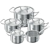 ZWILLING Twin Classic Cookware Set 5 Pieces, Stainless Steel | Induction, Ergonomic Handles, Pouring Rim, Interior Scale