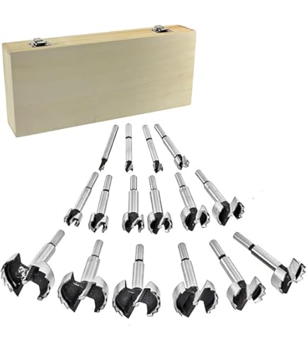 12 Pièces Meche A Faconner Bois, 10-50mm Foret Mèches à Bois à Tige Ronde Foret 10/12/15/18/20