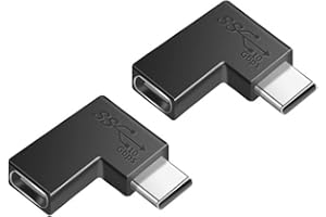 iJiZuo Adaptador USB C en ángulo de 90 Grados(2 Pack), USB Tipo C 3.1 Conversor Macho a Hembra Carga Rápida 10Gbps, Adaptador de Extensión USB C de ángulo Recto, Compatible con Dispositivos USB-C