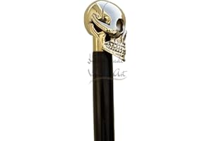 Samara Nautical Full Brass Head Skull Design Cane Black Wooden Stick Vintage Gift for Men Gift