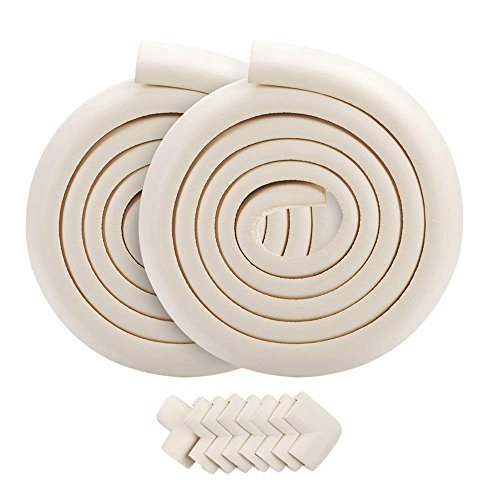 Agapo Protectores para bordes y esquinas Mesa Mueble Antigolpes Seguridad para Ninos de 2 x 2 metros con 8 protectores de la esquina Beige