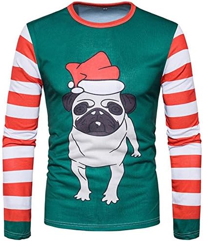 Christmas Blouse Mens Sweatshirt, DoraMe Xmas Christmas Printing Top Autumn Winter Men's Long-sleeved T-shirt (S, Multicolor B)