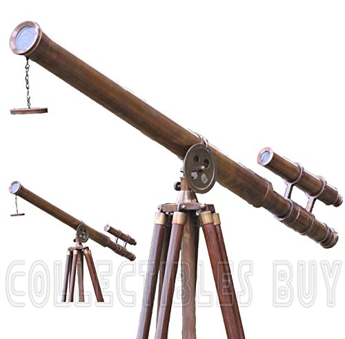 Classical Retro theme Telescope Antique brass rusty finish timber tripod compact