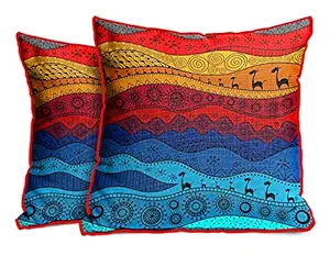 DreamVio Jute Exclusive Decorative Throw/Pillow Covers, Cushion Covers for Living Room, Bed Room, Sofa,Chairs Pack/Set of 2 (Multicolour, Size 24 x 24 Inches)