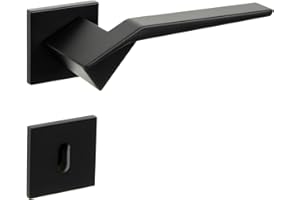 ‎GEDOTEC Gedotec Drückergarnitur Schwarz matt [BB - Buntbart] 1x Tür Beschläge Eckige-Rosette I Türgriffe Innentüren PALADIN I Türklinke für Türstärke 35 – 47 mm | Türbeschlag mit Befestigungsmaterial