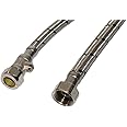 Aumix x2 (Pair) 15mm x ½” inch BSP 9mm Bore 300mm Flexible Braided Pipe Bathroom Tap Connector Hose with Isolator Valve WRAS Approved