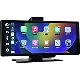 Ottocast 10" Portable CarPlay & Android Auto, Torpedo Mounted Vehicle Multimedia with Front & Rear Camera (OT-N91C)